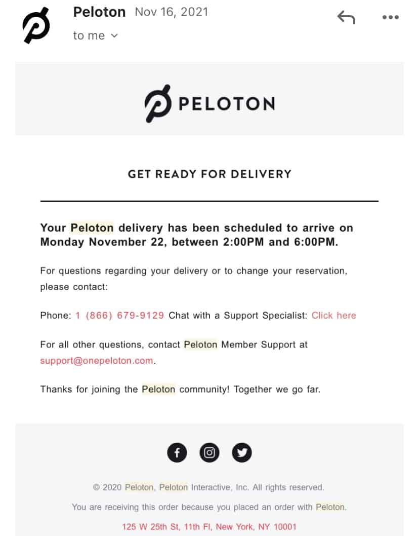 peloton cancelled my delivery